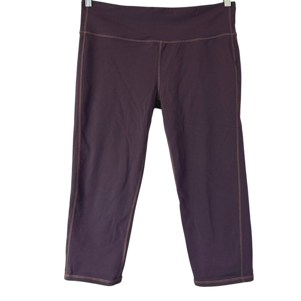 Athleta Chaturanga Leggings Womens XL Purple Capri Cropped Mid Rise